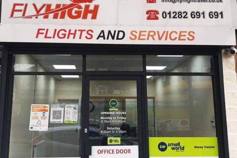 the shop front of Fly High Travel in Nelson